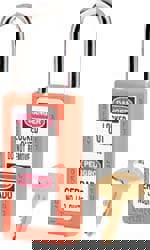 Lockout Padlock: Keyed Alike, Thermoplastic, Steel Shackle, Orange